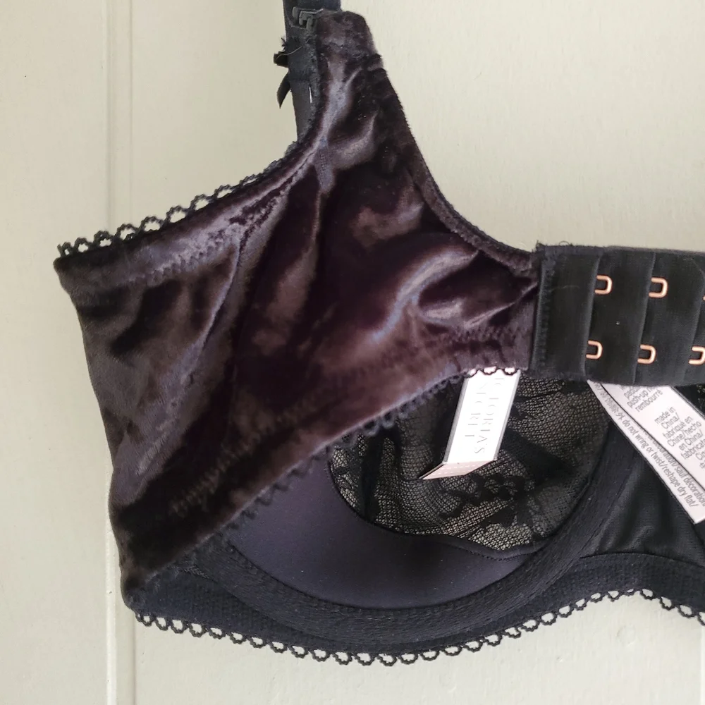 Victoria's Secret Bra 34DD Dream Angels Push-Up Without Padding Black Velvet